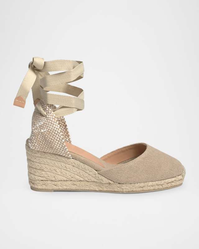 Carina Canvas Ankle-Tie Wedge Espadrilles